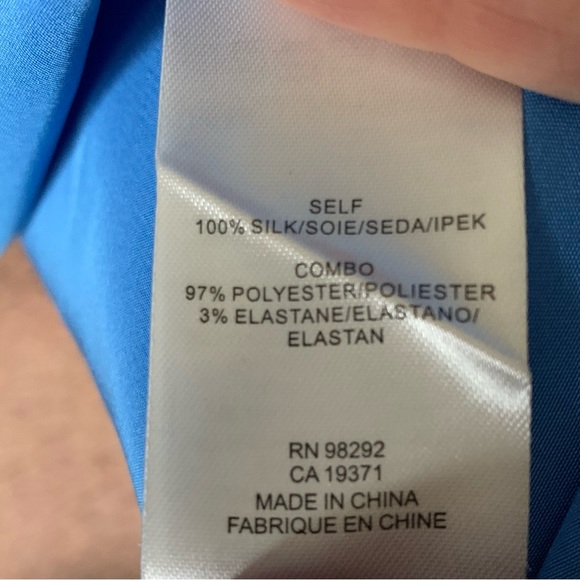 TIBI Pintuck Silk Tunic Long Sleeve Blouse In Azure Blue Size 2 - Picture 16 of 16